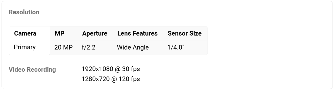 20MP front camera