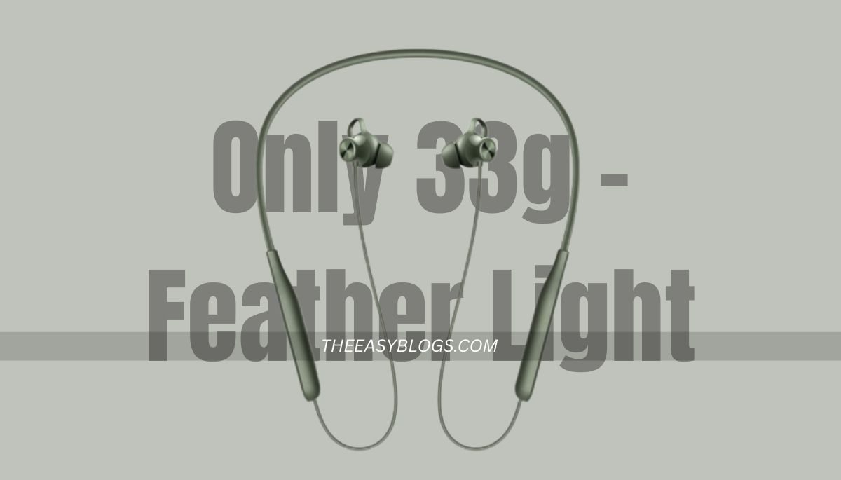 What is the weight of OPPO Enco M32 – Close-up image showing lightweight neckband